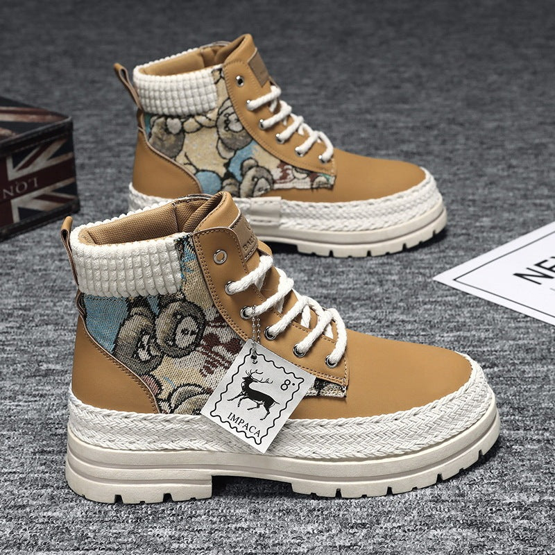 Zapatos de caña alta con botas de trabajo informales que combinan con todo para hombre