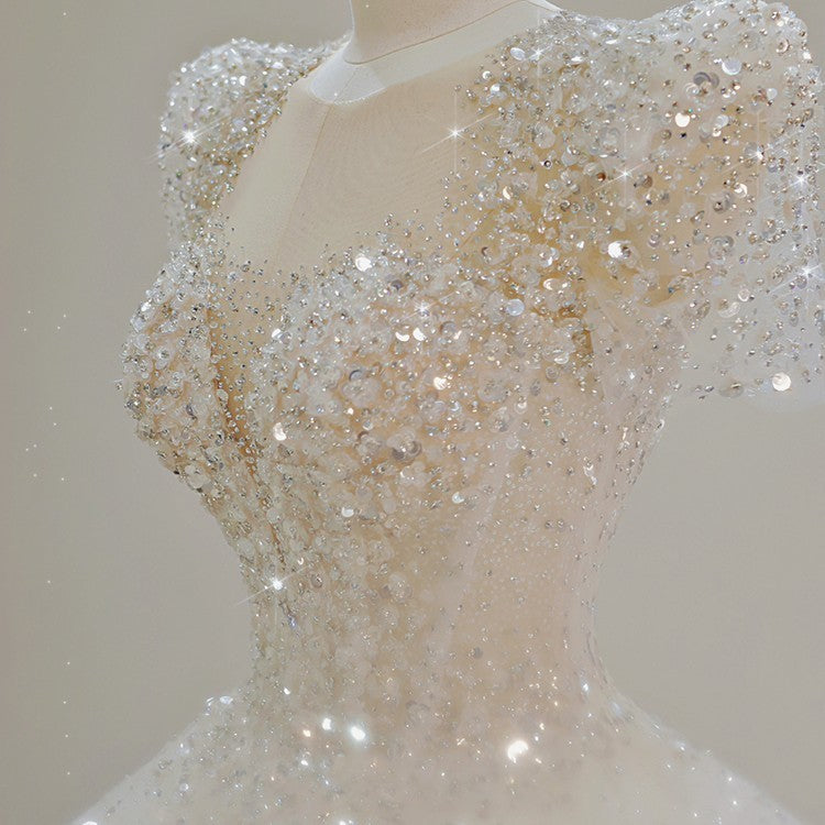 Nuevo hilo principal para novias, cola grande, textura princesa mayor, hilo pequeño para exteriores