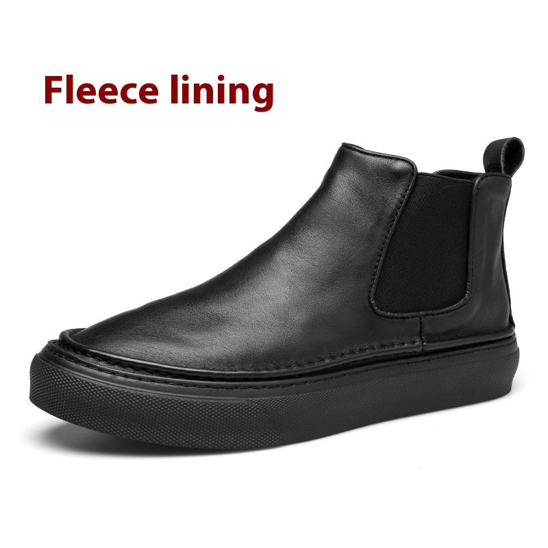 Zapatos de cuero de caña alta de estilo británico de lana para hombre