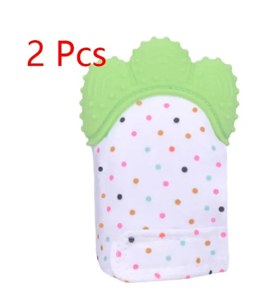 Guantes molares de silicona antimordeduras para dentición de bebé, juguetes con sonido para niños