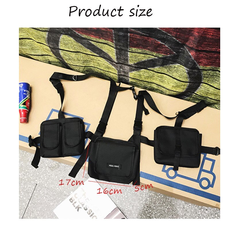Bolso de hombro táctico para hombre, riñonera táctica para niño, ropa de calle, riñoneras funcionales, chaleco para hombre, bolsas de pecho de Hip hop 030266