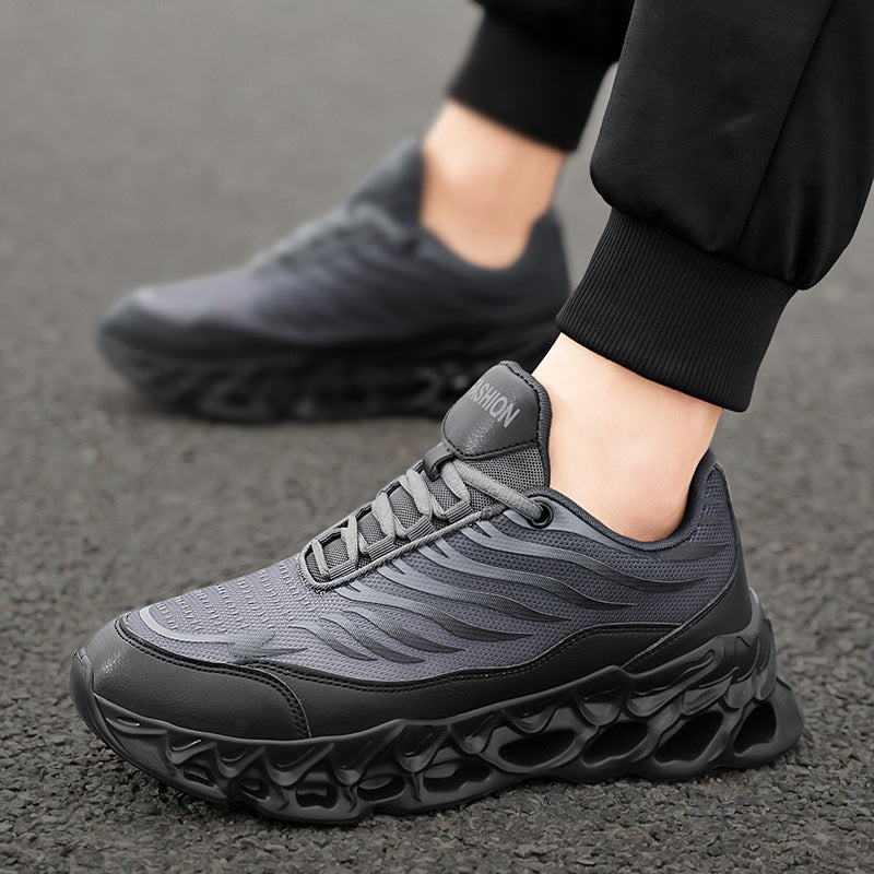 Zapatillas deportivas con cordones para hombre, suela gruesa, vulcanizadas, para correr al aire libre y deportes casuales.