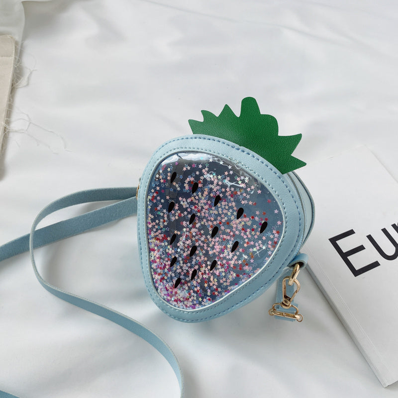 Bolso de verano para niños con diseño de piña y fresa, de un solo hombro