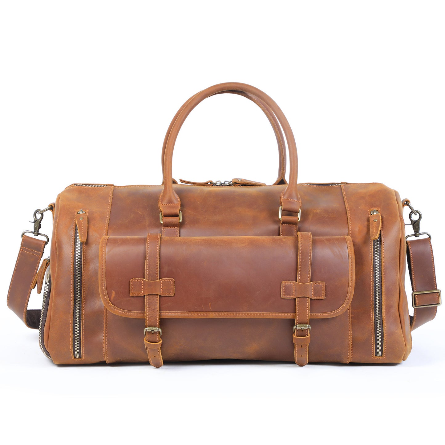 Bolso de mano de piel de vaca de primera capa, de gran capacidad, estilo retro, para hombre