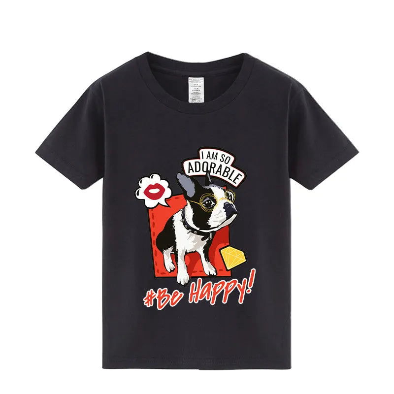 Camisa de media manga con estampado de bulldog francés lindo de verano