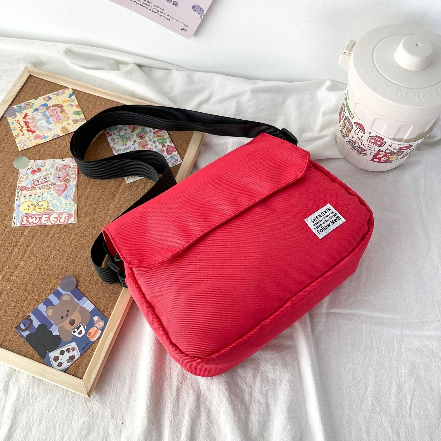 Ins Messenger Bags mujeres hombres bolso de hombro tipo bandolera Casual pareja pequeño bolso con solapa