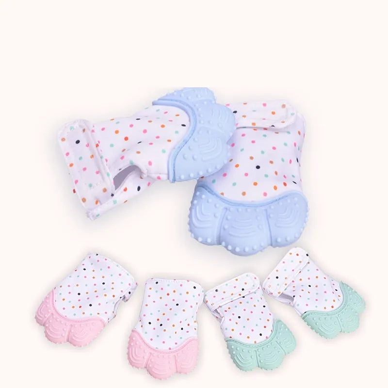 Guantes molares de silicona antimordeduras para dentición de bebé, juguetes con sonido para niños