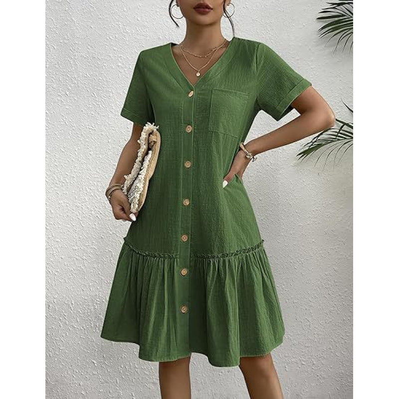 Women's Loose Summer Cotton And Linen Dress