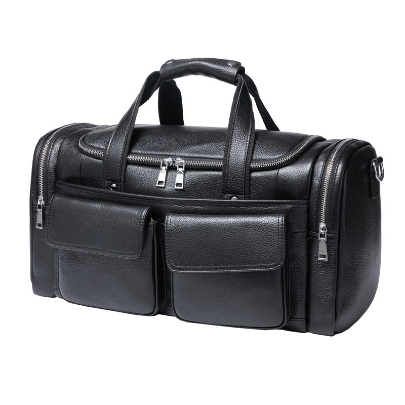 Bolso de mano de cuero para hombre, de gran capacidad, para viajes cortos.