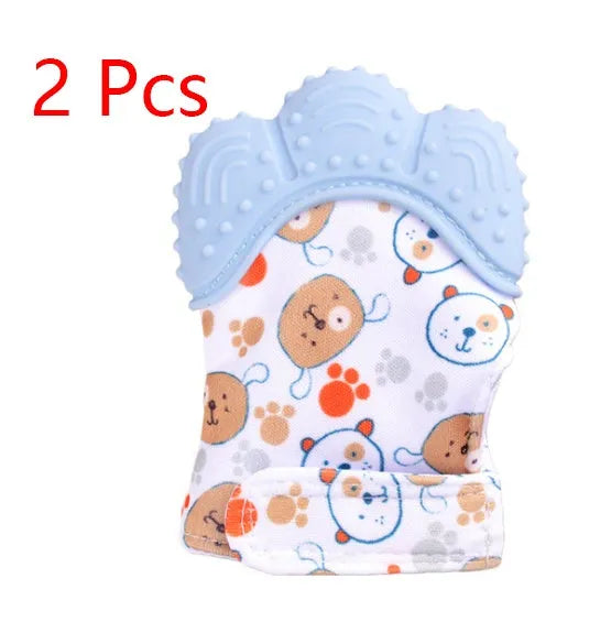 Guantes molares de silicona antimordeduras para dentición de bebé, juguetes con sonido para niños