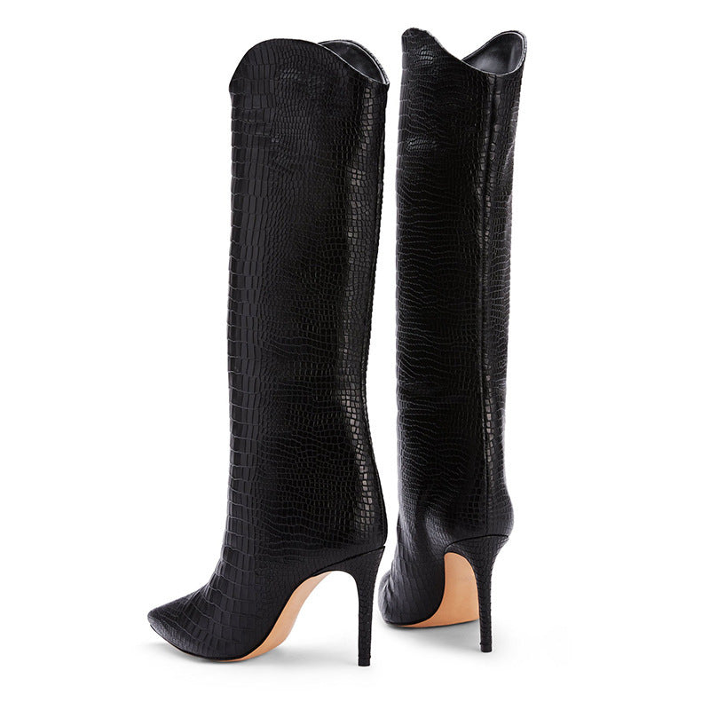 Zapatos de mujer Chengdu con tacones de aguja y botas hasta la rodilla