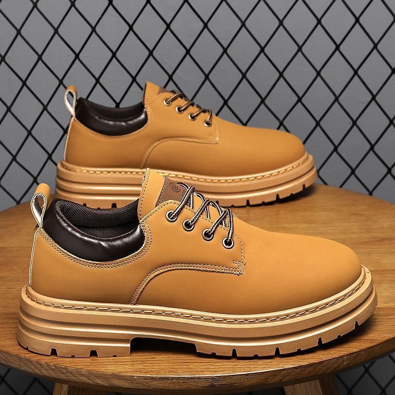 Otoño Nuevos Zapatos de Cuero con Plataforma Transpirable Martin para Hombre Botas Casuales