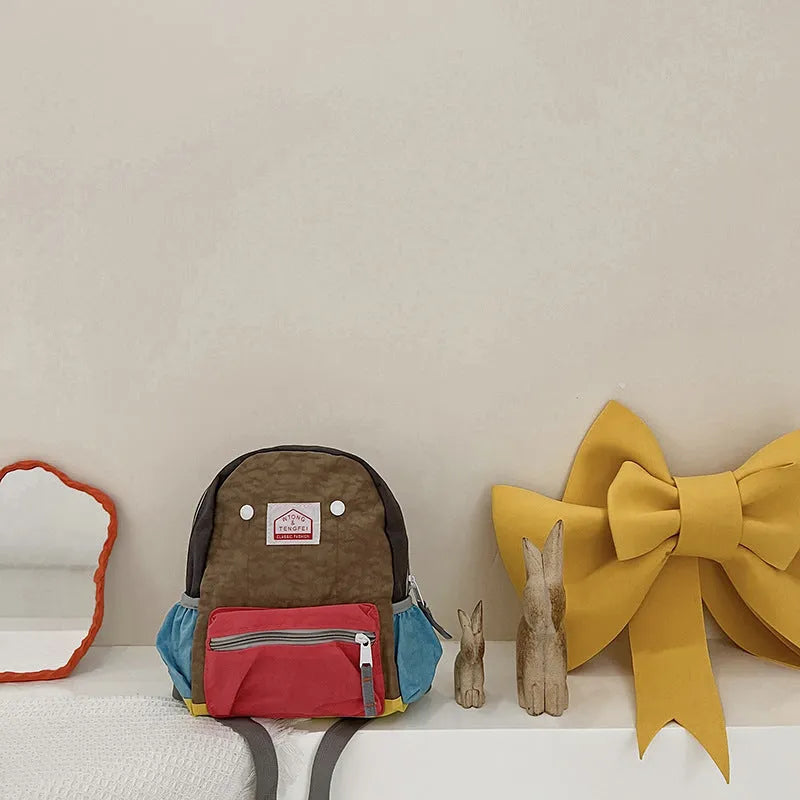 Children's Bags Simple And Lightweight Canvas Backpack Boys Girls Spine Protection