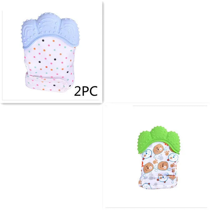 Guantes molares de silicona antimordeduras para dentición de bebé, juguetes con sonido para niños