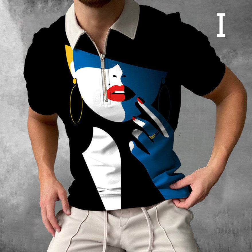 Camisas para hombres Face Art Print Camisetas de manga corta Ropa de calle para hombre
