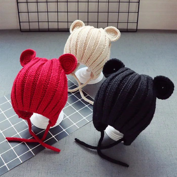 Gorro de lana con protección para los oídos para bebés, versión coreana, 1 gorro para niño, nuevo estilo, 2 gorro para niña