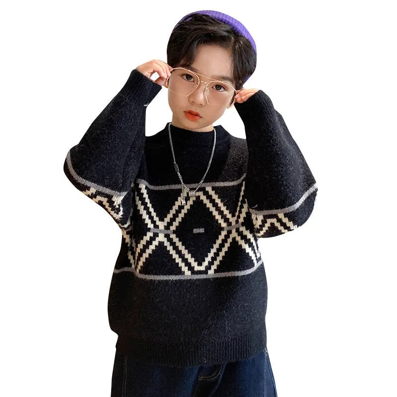 Suéter de lana de visón extranjero de nuevo estilo de invierno para niños