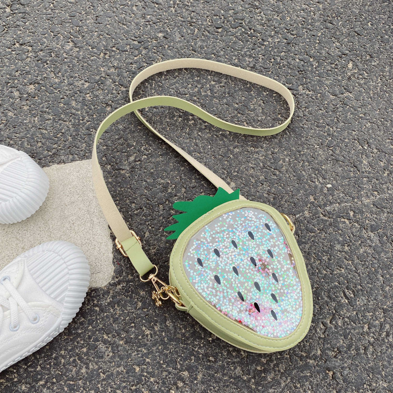 Bolso de verano para niños con diseño de piña y fresa, de un solo hombro