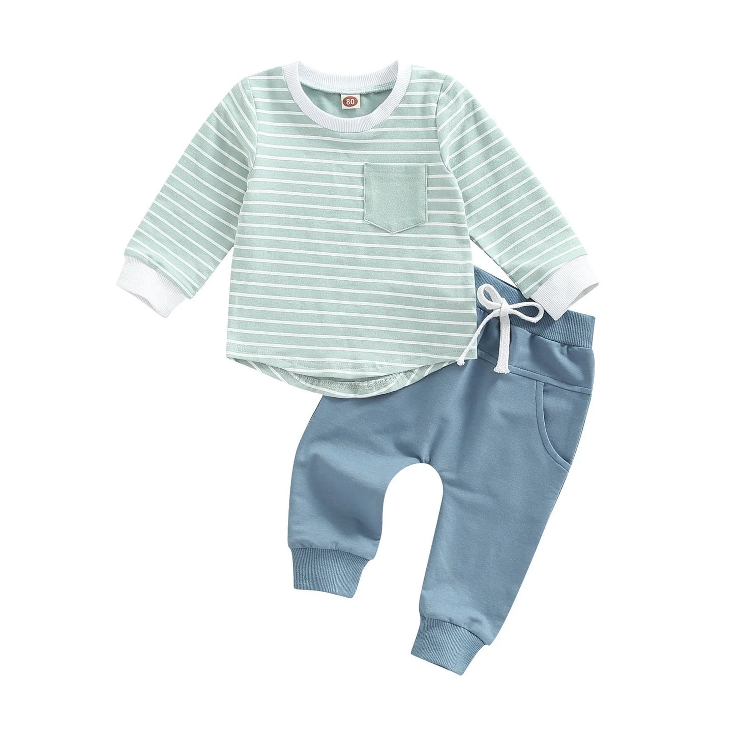 Ensemble de t-shirts à manches longues rayées col rond pour enfants