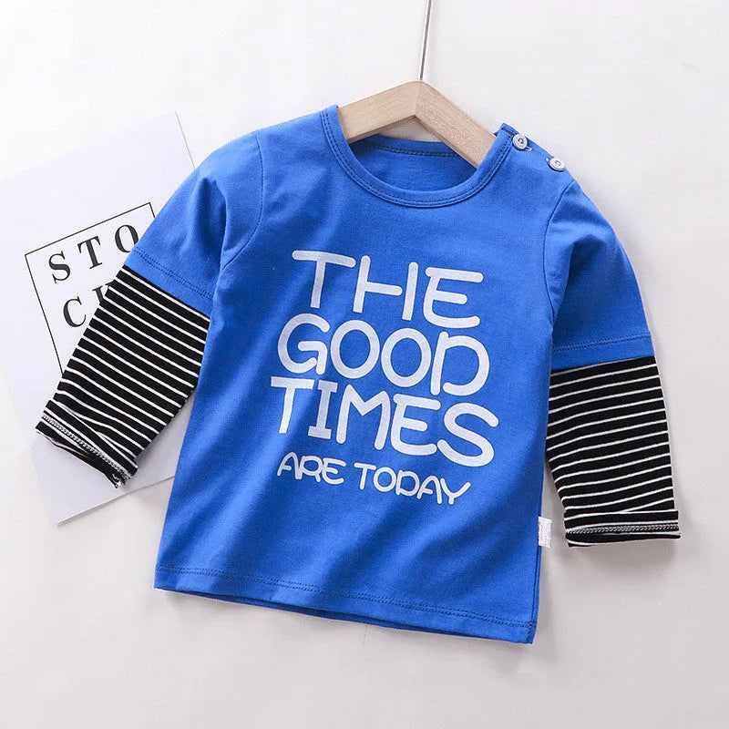 Camiseta de manga larga para niños Top individual de algodón