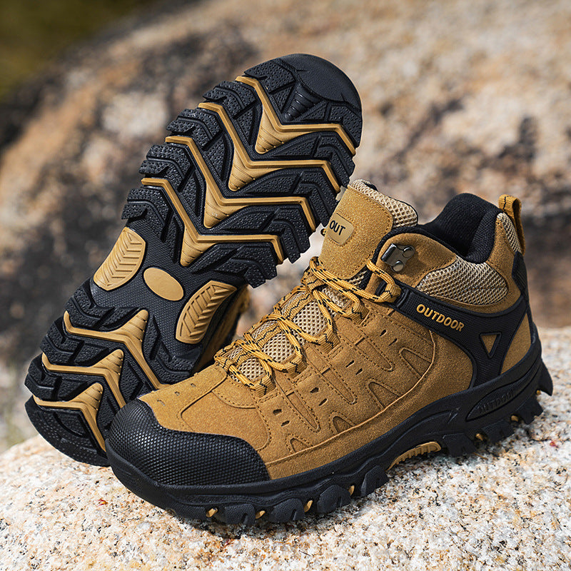 Zapatos de senderismo de talla grande para hombre, caña alta, antideslizantes, resistentes al desgaste