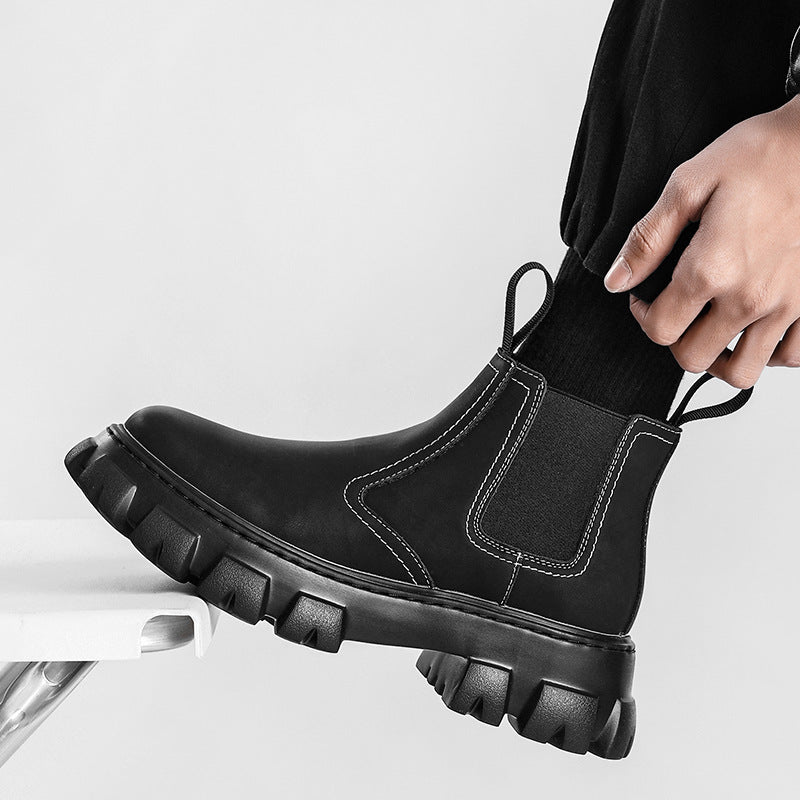 Botas medias cortas de terciopelo de otoño e invierno de estilo británico