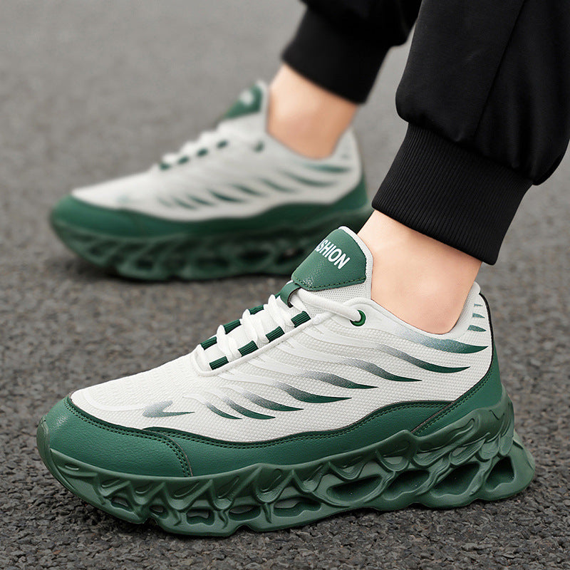 Zapatillas deportivas con cordones para hombre, suela gruesa, vulcanizadas, para correr al aire libre y deportes casuales.