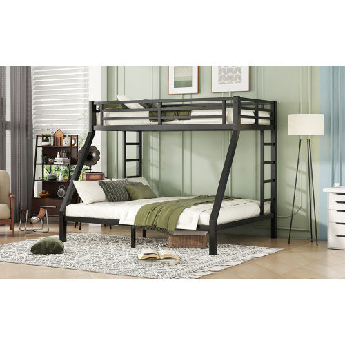 Litera de metal Twin XL sobre Queen para adolescentes y adultos, ahorra espacio, reduce el ruido y no necesita somier.