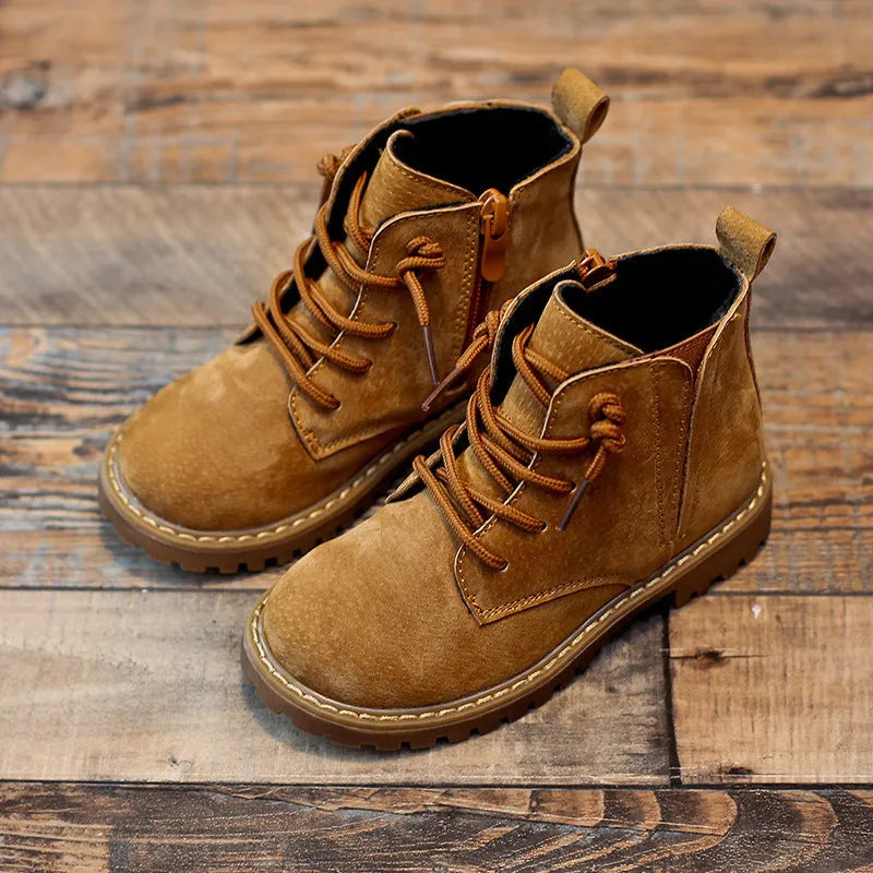 Botas individuales para niños, botas Martin para niños, botas militares negras, botas altas de verano para niños grandes