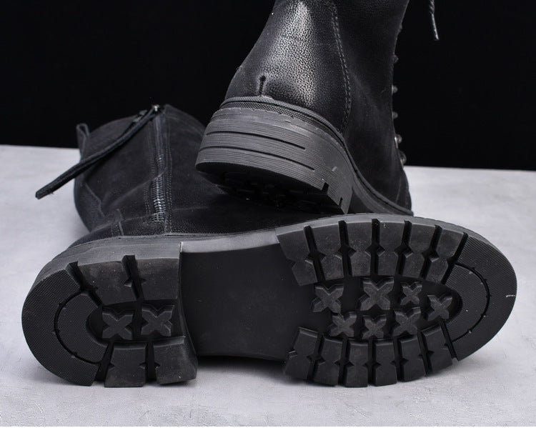 Botas Martin con punta redonda y tubo medio, botas de cuero, botas de vaquero para hombre