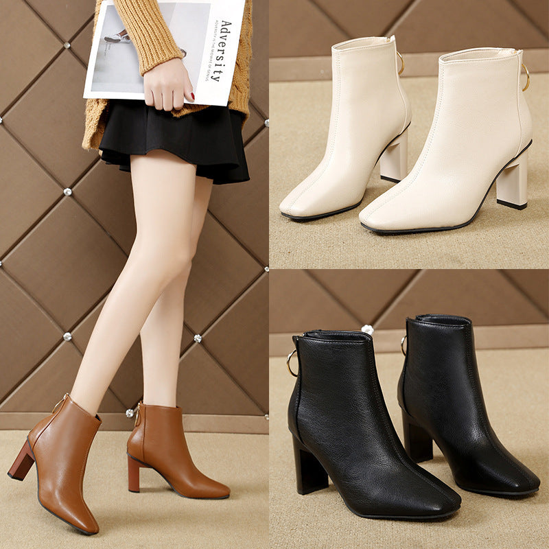 Botas Martin de tacón grueso Zapatos de mujer talla grande