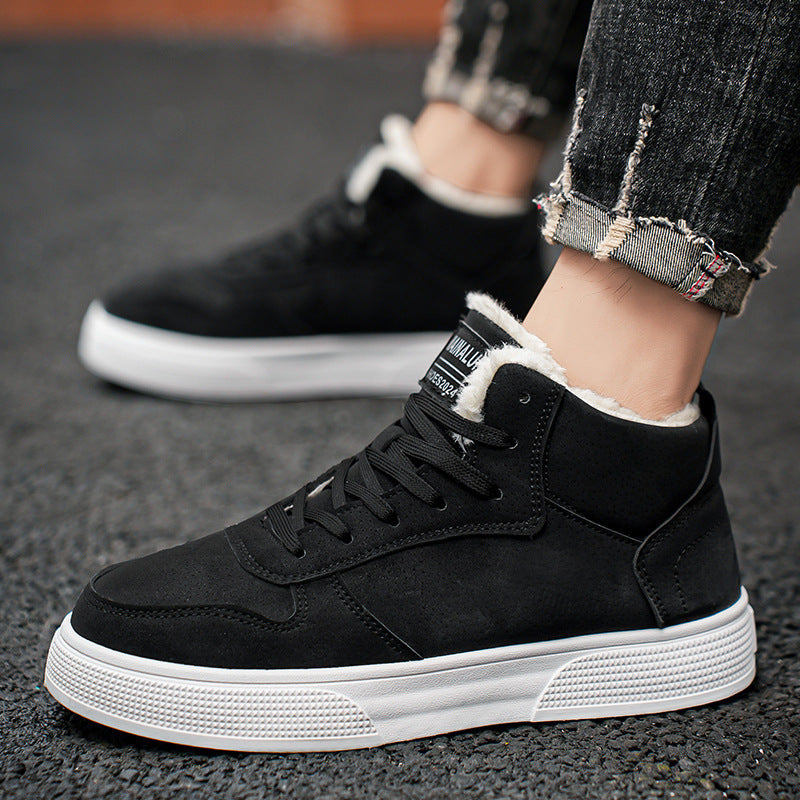 Zapatos de algodón deportivos de moda informal con forro polar cálido de invierno de talla grande para hombre