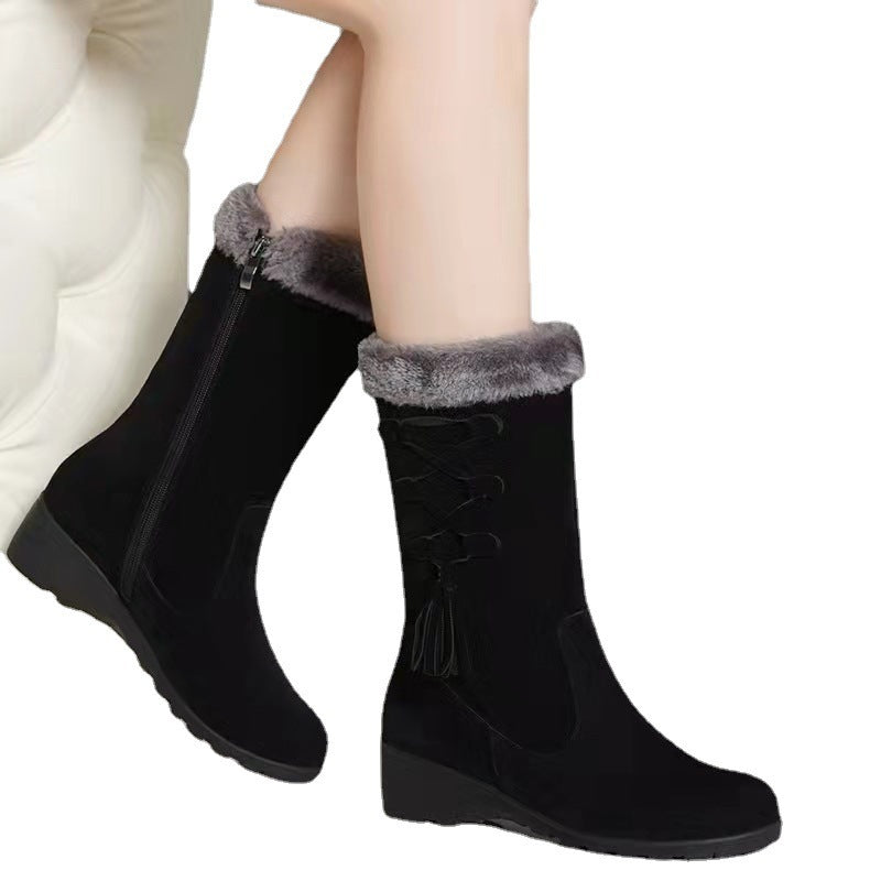 Botas de algodón Botas cálidas de lana más zapatos de algodón grueso de terciopelo