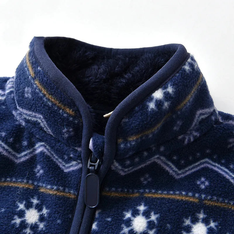 Chaqueta de dibujos animados de forro polar estampada para niños más terciopelo
