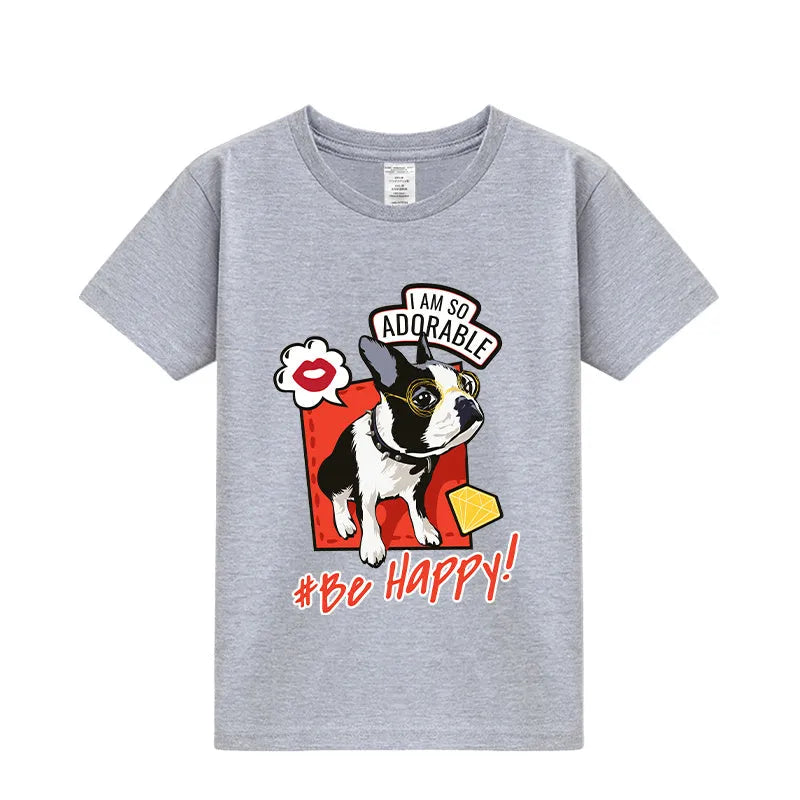 Camisa de media manga con estampado de bulldog francés lindo de verano