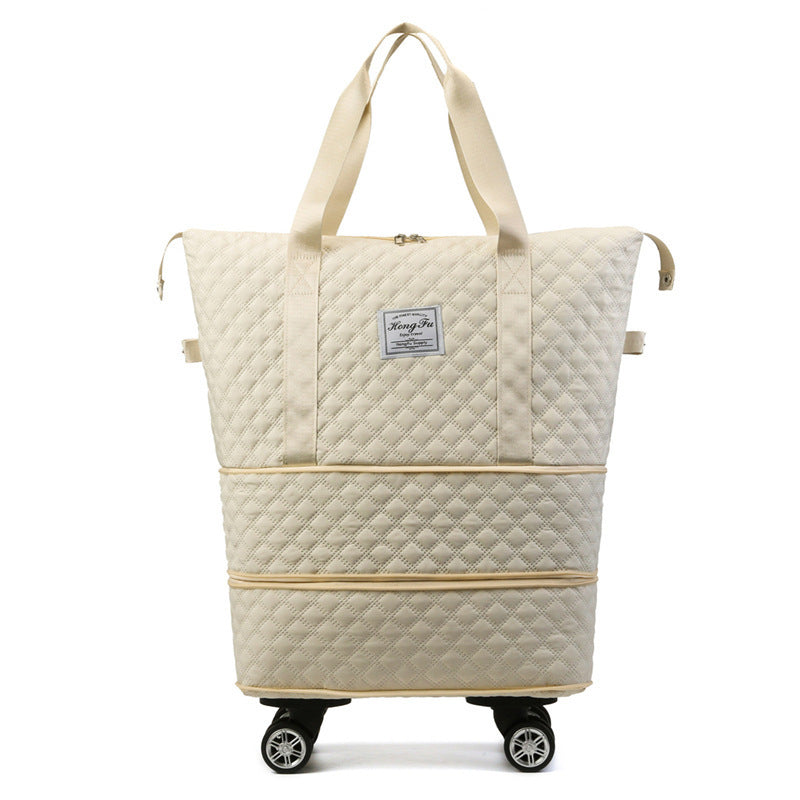 Bolsa de viaje universal con ruedas y rombos, ligera, con separación en seco y húmedo, de gran capacidad, para fitness y yoga.