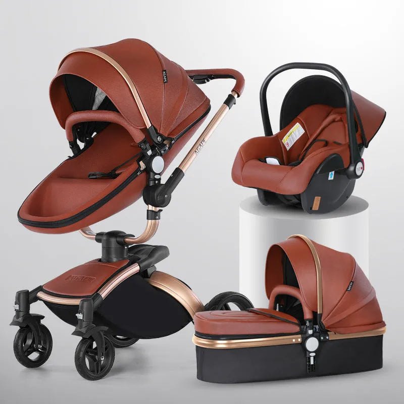 Cochecito de bebé de alto paisaje, carrito de compras plegable 3 en 1 con rotación de 360 grados