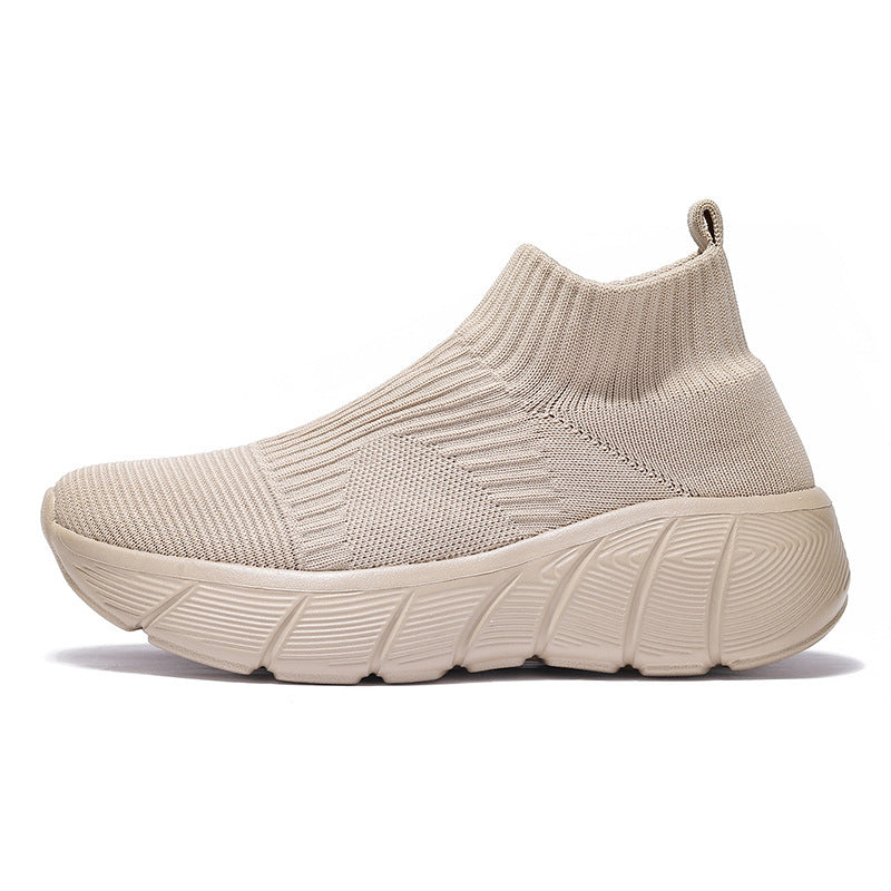 Pareja de zapatos tejidos voladores de caña alta Zapatos casuales de tendencia para hombres Slip-on