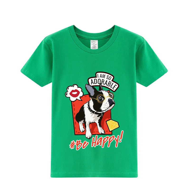 Camisa de media manga con estampado de bulldog francés lindo de verano