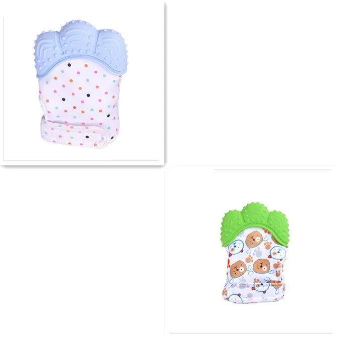 Guantes molares de silicona antimordeduras para dentición de bebé, juguetes con sonido para niños