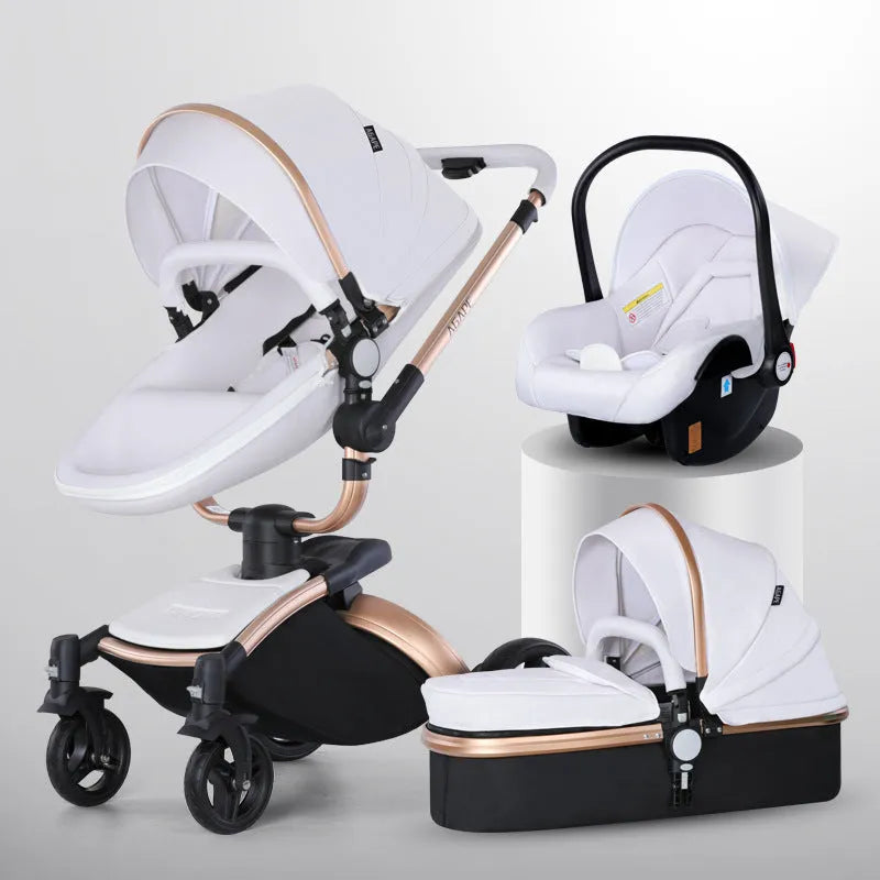 Cochecito de bebé de alto paisaje, carrito de compras plegable 3 en 1 con rotación de 360 grados