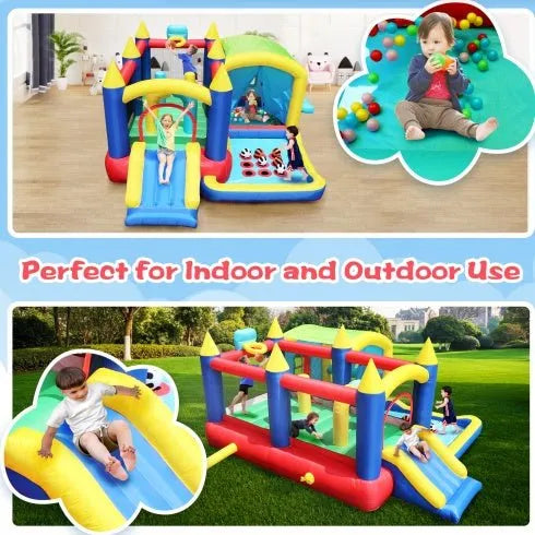 7 In 1 Inflatable Bounce House, Bouncy House With Ball Pit For Kids Indoor Outdoor Party Family Fun, Obstacles, Toddler Bouncy Castle With Ball Pit For Birthday Party Gifts - Enfance - Heureuse