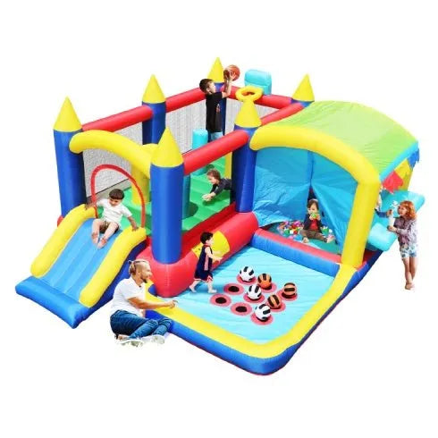 7 In 1 Inflatable Bounce House, Bouncy House With Ball Pit For Kids Indoor Outdoor Party Family Fun, Obstacles, Toddler Bouncy Castle With Ball Pit For Birthday Party Gifts - Enfance - Heureuse