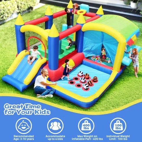 7 In 1 Inflatable Bounce House, Bouncy House With Ball Pit For Kids Indoor Outdoor Party Family Fun, Obstacles, Toddler Bouncy Castle With Ball Pit For Birthday Party Gifts - Enfance - Heureuse