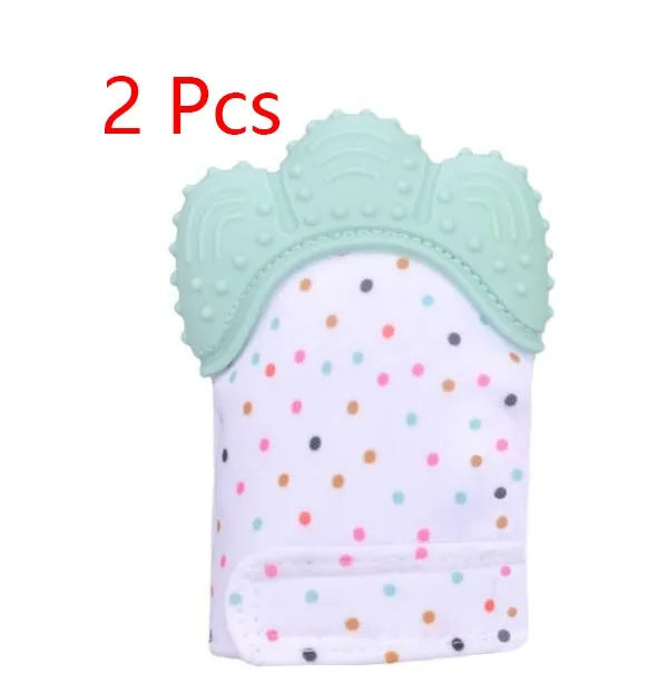 Guantes molares de silicona antimordeduras para dentición de bebé, juguetes con sonido para niños
