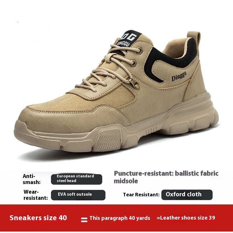 Zapatos de protección laboral para hombres, antigolpes y antiperforantes, cabeza de acero de seguridad para todas las estaciones