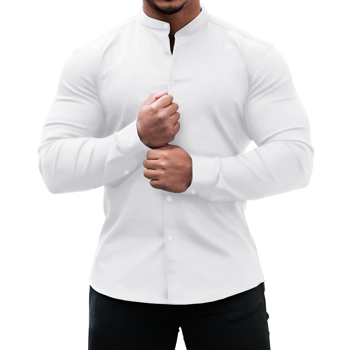 Camisa de manga larga para hombre, Tops informales con botones, ropa informal de Color sólido para hombre