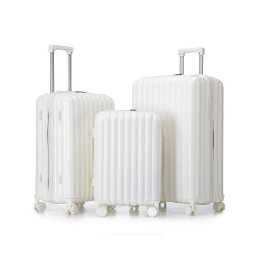 ABS Spinner Wheel Luggage Carry On Suitcase With Cup Holder USB Port Phone Holder 20 24 28