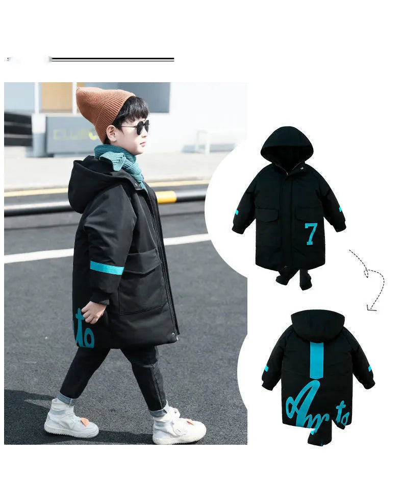 Ropa de invierno Chaqueta acolchada de longitud media para niños grandes
