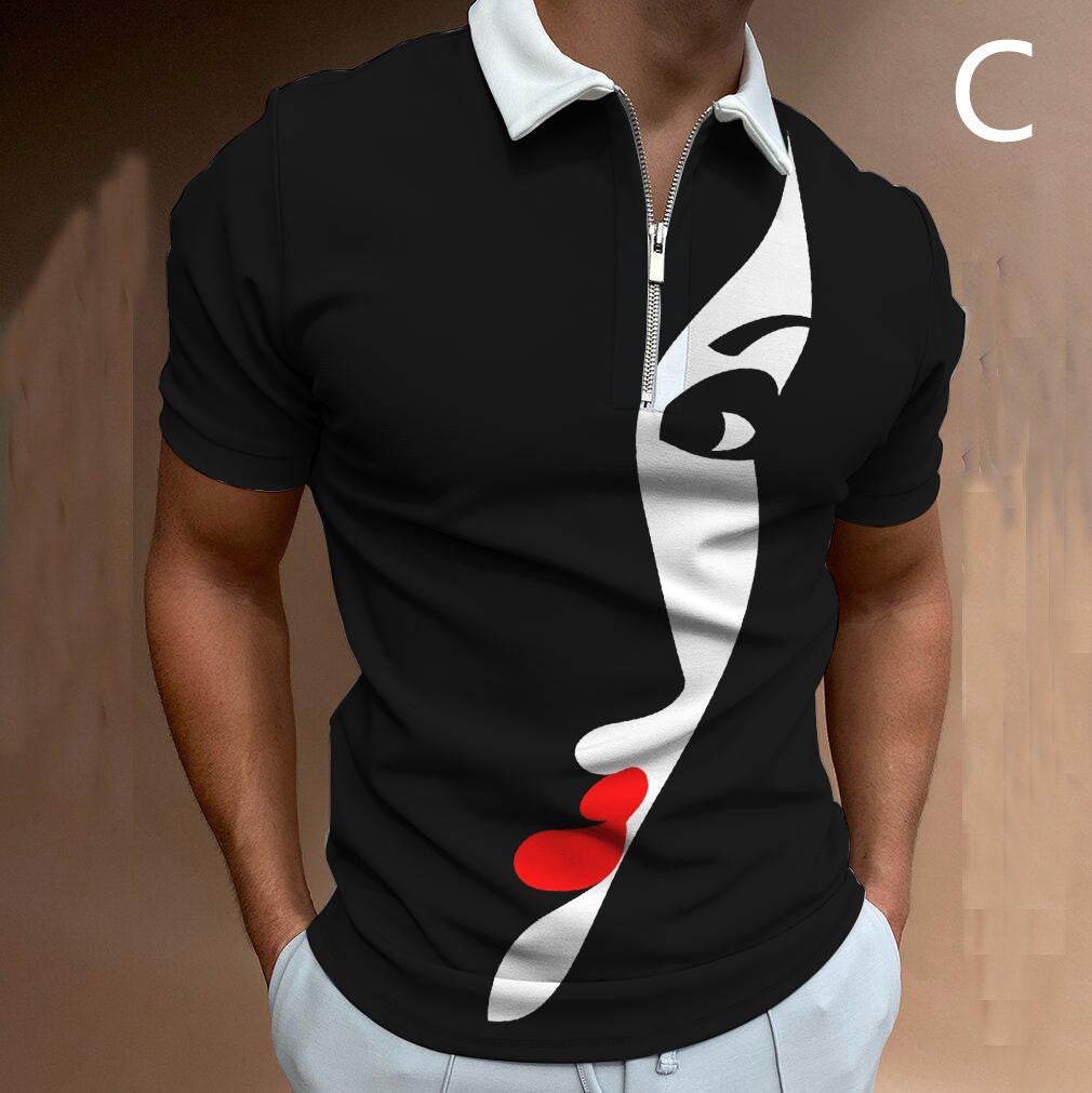 Camisas para hombres Face Art Print Camisetas de manga corta Ropa de calle para hombre